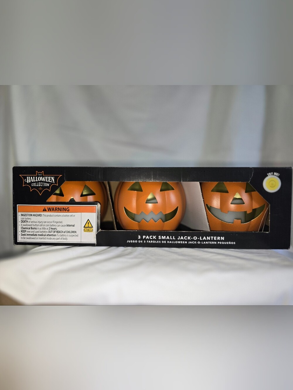 3-Pack LED Orange Metal Jack-O-Lanterns with Timer